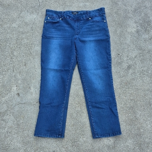 Rekucci Stretch Waist Straight Leg Jeans Sz 16 P 5 Pockets Gently Loved - Picture 1 of 9